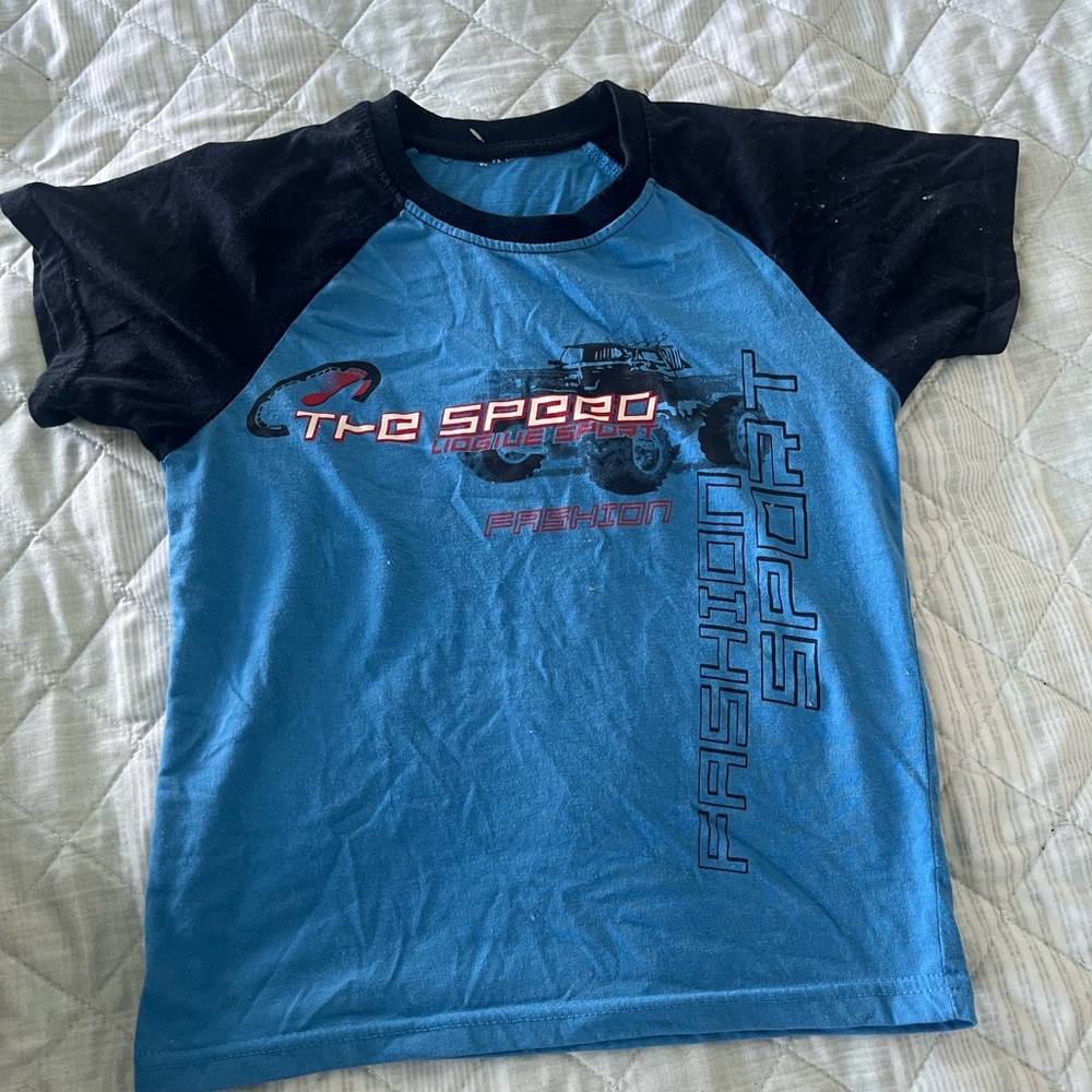 Blue and Black Graphic T-Shirt